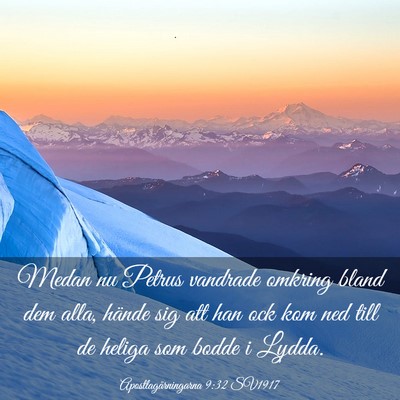 Picture 03 - Apostlagärningarna 9:32 SV1917 - Medan nu Petrus vandrade omkring bland dem alla, - Bible Verse Picture