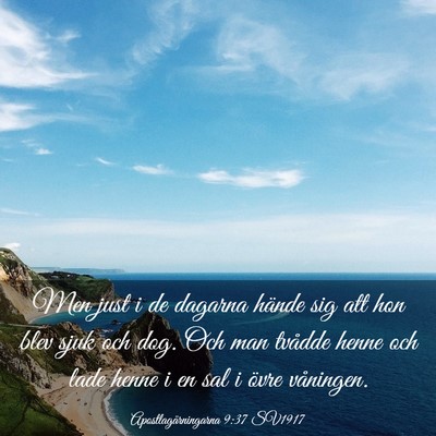 Picture 03 - Apostlagärningarna 9:37 SV1917 - Men just i de dagarna hände sig att hon blev - Bible Verse Picture