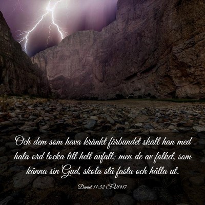 Picture 03 - Daniel 11:32 SV1917 - Och dem som hava kränkt förbundet skall han med - Bible Verse Picture