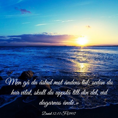 Picture 03 - Daniel 12:13 SV1917 - Men gå du åstad mot ändens tid; sedan du har - Bible Verse Picture