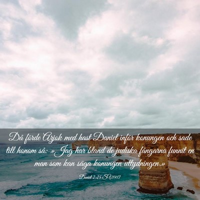 Picture 03 - Daniel 2:25 SV1917 - Då förde Arjok med hast Daniel inför konungen - Bible Verse Picture