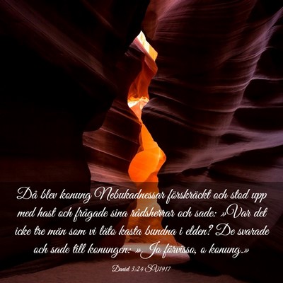 Picture 03 - Daniel 3:24 SV1917 - Då blev konung Nebukadnessar förskräckt och - Bible Verse Picture