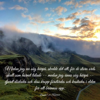Picture 03 - Daniel 7:11 SV1917 - Medan jag nu såg härpå, skedde det att, för - Bible Verse Picture