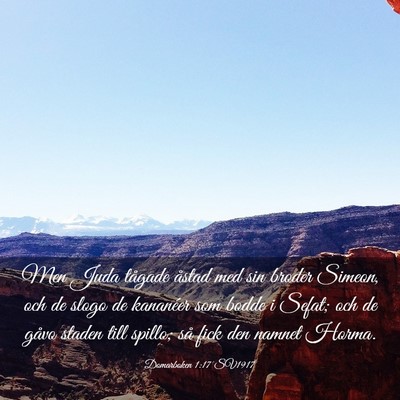 Picture 03 - Domarboken 1:17 SV1917 - Men Juda tågade åstad med sin broder Simeon, - Bible Verse Picture