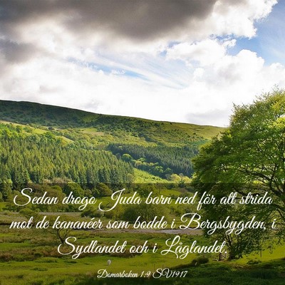 Picture 03 - Domarboken 1:9 SV1917 - Sedan drogo Juda barn ned för att strida mot de - Bible Verse Picture