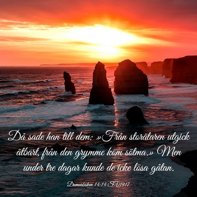 Picture 03 - Domarboken 14:14 SV1917 - Då sade han till dem: »Från storätaren utgick - Bible Verse Picture
