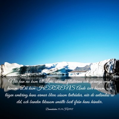 Picture 03 - Domarboken 15:14 SV1917 - När han nu kom till Lehi, skriade filistéerna - Bible Verse Picture