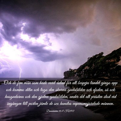 Picture 03 - Domarboken 18:17 SV1917 - Och de fem män som hade varit åstad för att - Bible Verse Picture