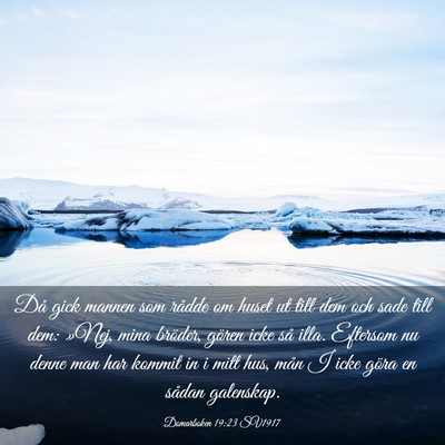 Picture 03 - Domarboken 19:23 SV1917 - Då gick mannen som rådde om huset ut till dem - Bible Verse Picture