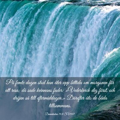 Picture 03 - Domarboken 19:8 SV1917 - På femte dagen stod han åter upp bittida om - Bible Verse Picture