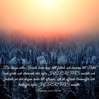 Picture 03 - Domarboken 20:26 SV1917 - Då drogo alla Israels barn upp, allt folket, och - Bible Verse Picture
