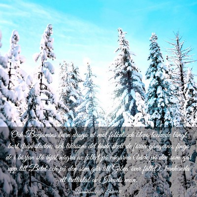 Picture 03 - Domarboken 20:31 SV1917 - Och Benjamins barn drogo ut mot folket och blevo - Bible Verse Picture