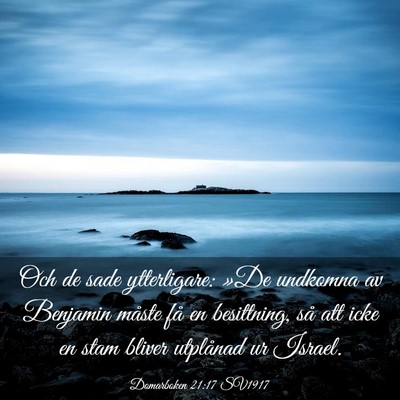 Picture 03 - Domarboken 21:17 SV1917 - Och de sade ytterligare: »De undkomna av - Bible Verse Picture