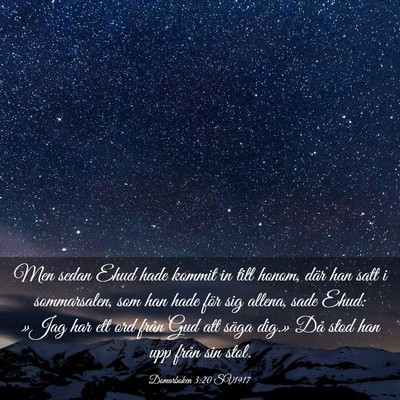 Picture 03 - Domarboken 3:20 SV1917 - Men sedan Ehud hade kommit in till honom, där - Bible Verse Picture