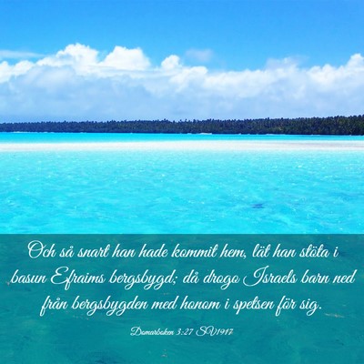 Picture 03 - Domarboken 3:27 SV1917 - Och så snart han hade kommit hem, lät han - Bible Verse Picture