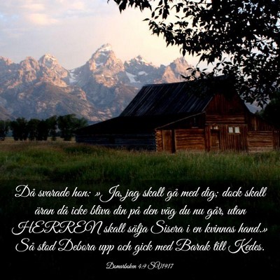 Picture 03 - Domarboken 4:9 SV1917 - Då svarade hon: »Ja, jag skall gå med dig; - Bible Verse Picture