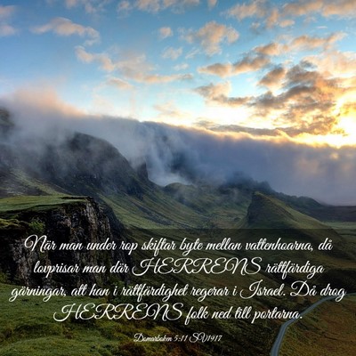 Picture 03 - Domarboken 5:11 SV1917 - När man under rop skiftar byte mellan - Bible Verse Picture