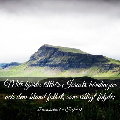 Picture 03 - Domarboken 5:9 SV1917 - Mitt hjärta tillhör Israels hövdingar och dem - Bible Verse Picture