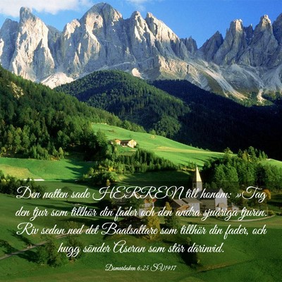 Picture 03 - Domarboken 6:25 SV1917 - Den natten sade HERREN till honom: »Tag den tjur - Bible Verse Picture