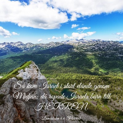 Picture 03 - Domarboken 6:6 SV1917 - Så kom Israel i stort elände genom Midjan; då - Bible Verse Picture