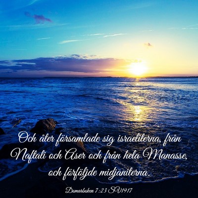Picture 03 - Domarboken 7:23 SV1917 - Och åter församlade sig israeliterna, från - Bible Verse Picture
