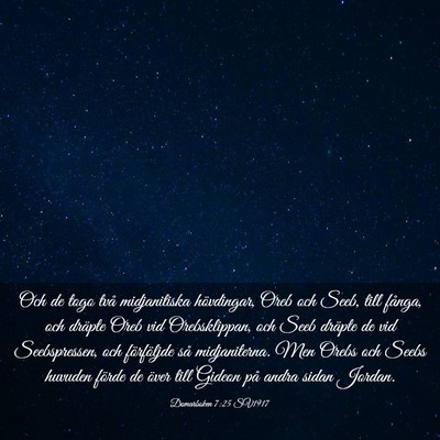 Picture 03 - Domarboken 7:25 SV1917 - Och de togo två midjanitiska hövdingar, Oreb - Bible Verse Picture