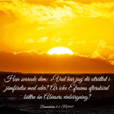 Picture 03 - Domarboken 8:2 SV1917 - Han svarade dem: »Vad har jag då uträttat i - Bible Verse Picture