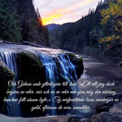Picture 03 - Domarboken 8:24 SV1917 - Och Gideon sade ytterligare till dem: »Ett vill - Bible Verse Picture
