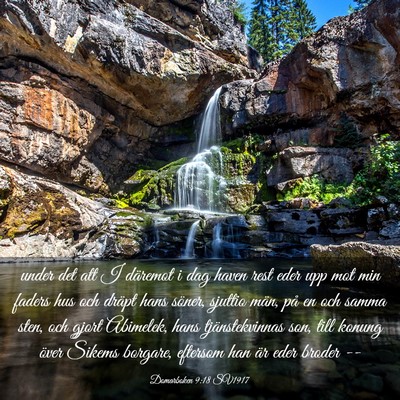 Picture 03 - Domarboken 9:18 SV1917 - under det att I däremot i dag haven rest eder - Bible Verse Picture