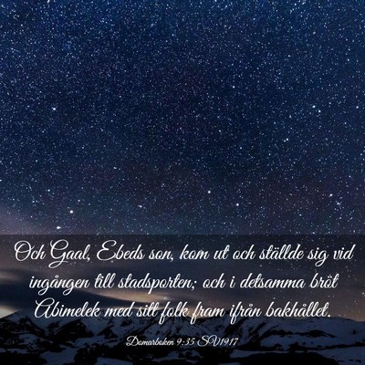 Picture 03 - Domarboken 9:35 SV1917 - Och Gaal, Ebeds son, kom ut och ställde sig vid - Bible Verse Picture