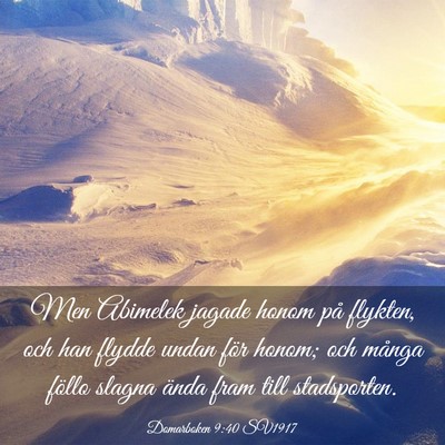 Picture 03 - Domarboken 9:40 SV1917 - Men Abimelek jagade honom på flykten, och han - Bible Verse Picture