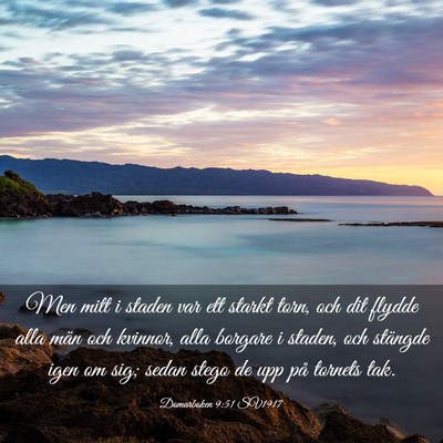 Picture 03 - Domarboken 9:51 SV1917 - Men mitt i staden var ett starkt torn, och dit - Bible Verse Picture