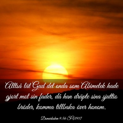 Picture 03 - Domarboken 9:56 SV1917 - Alltså lät Gud det onda som Abimelek hade gjort - Bible Verse Picture