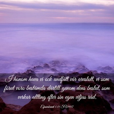 Picture 03 - Efesierbrevet 1:11 SV1917 - I honom hava vi ock undfått vår arvslott, vi - Bible Verse Picture