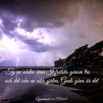 Picture 03 - Efesierbrevet 2:8 SV1917 - Ty av nåden ären I frälsta genom tro -- och - Bible Verse Picture