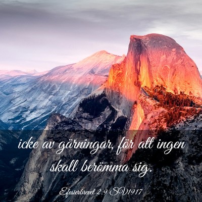 Picture 03 - Efesierbrevet 2:9 SV1917 - icke av gärningar, för att ingen skall berömma - Bible Verse Picture