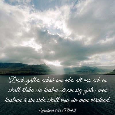 Picture 03 - Efesierbrevet 5:33 SV1917 - Dock gäller också om eder att var och en skall - Bible Verse Picture