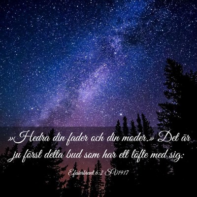 Picture 03 - Efesierbrevet 6:2 SV1917 - »Hedra din fader och din moder.» Det är ju - Bible Verse Picture
