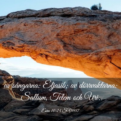 Picture 03 - Esra 10:24 SV1917 - av sångarna: Eljasib; av dörrvaktarna: Sallum, - Bible Verse Picture