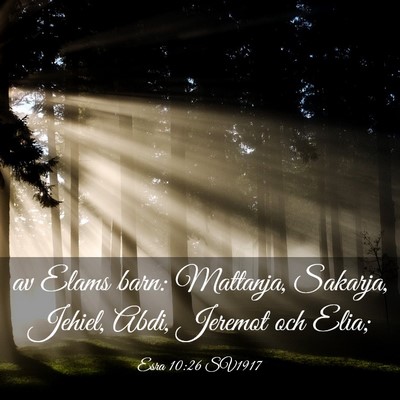 Picture 03 - Esra 10:26 SV1917 - av Elams barn: Mattanja, Sakarja, Jehiel, Abdi, - Bible Verse Picture