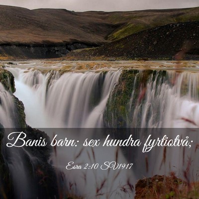 Picture 03 - Esra 2:10 SV1917 - Banis barn: sex hundra - Bible Verse Picture