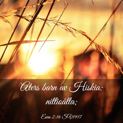Picture 03 - Esra 2:16 SV1917 - Aters barn av Hiskia: - Bible Verse Picture
