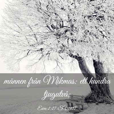 Picture 03 - Esra 2:27 SV1917 - männen från Mikmas: ett hundra - Bible Verse Picture