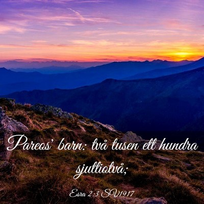 Picture 03 - Esra 2:3 SV1917 - Pareos' barn: två tusen ett hundra - Bible Verse Picture