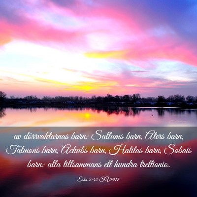 Picture 03 - Esra 2:42 SV1917 - av dörrvaktarnas barn: Sallums barn, Aters barn, - Bible Verse Picture