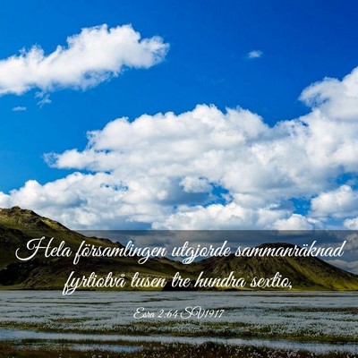 Picture 03 - Esra 2:64 SV1917 - Hela församlingen utgjorde sammanräknad - Bible Verse Picture