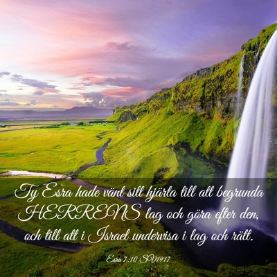 Picture 03 - Esra 7:10 SV1917 - Ty Esra hade vänt sitt hjärta till att begrunda - Bible Verse Picture
