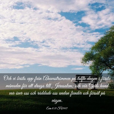 Picture 03 - Esra 8:31 SV1917 - Och vi bröto upp från Ahavaströmmen på tolfte - Bible Verse Picture