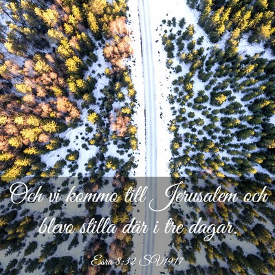 Picture 03 - Esra 8:32 SV1917 - Och vi kommo till Jerusalem och blevo stilla där - Bible Verse Picture