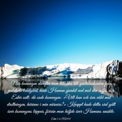 Picture 03 - Ester 7:8 SV1917 - När konungen därefter kom tillbaka till - Bible Verse Picture